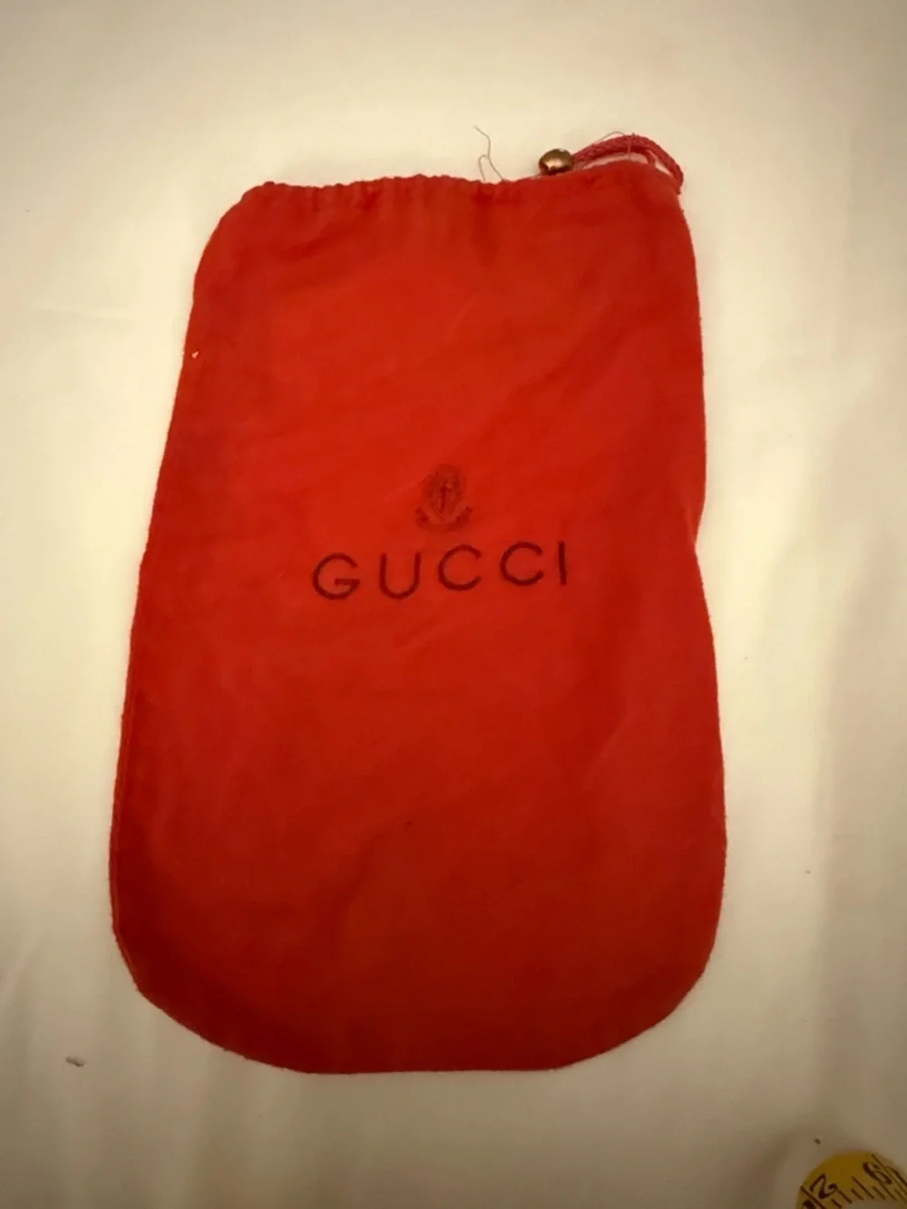 Gucci Red Velvet Logo Drawstring Pouch